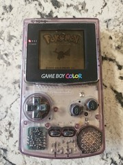 Nintendo Game Boy Color Atomic Purple Bundle Pokemon Gold Case AC Adapter Tested