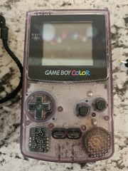 Nintendo Game Boy Color Atomic Purple Bundle Pokemon Gold Case AC Adapter Tested